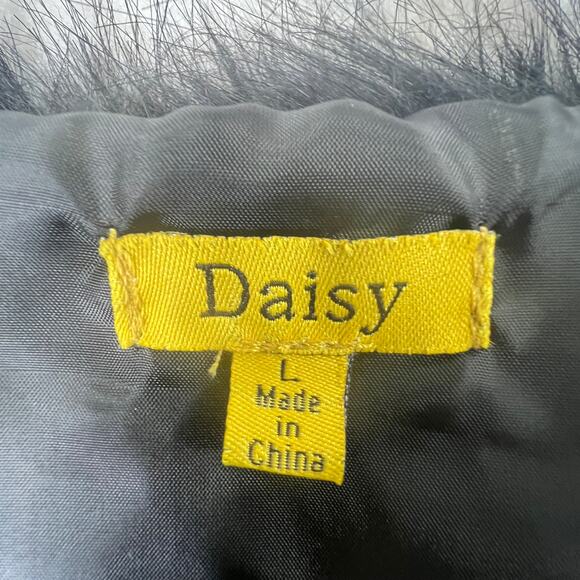 Y2K Daisy Fuentes Black Faux Fur Cropped Vest Size L Mob Wife Jacket Outerwear - Picture 2 of 8